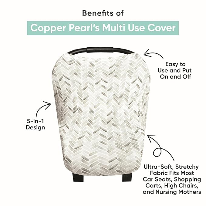 Copper Pearl Multi-Use Cover: Car Seat Covers, Nursing Cover, and Stroller Cover for Sun - Stretchy Fabric, All-Season Use, Stylish Designs, Easy Access for Moms - Alder