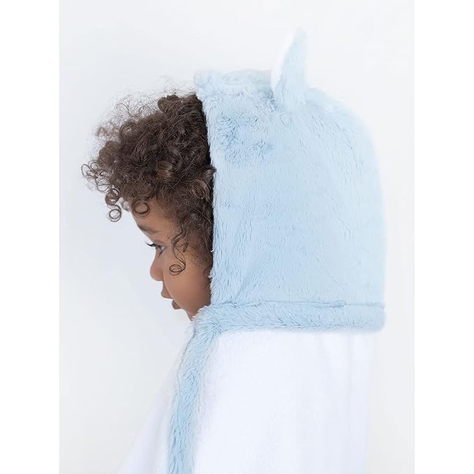 Little Giraffe Luxe Baby Towel with Ears, 24" x 41", Blue