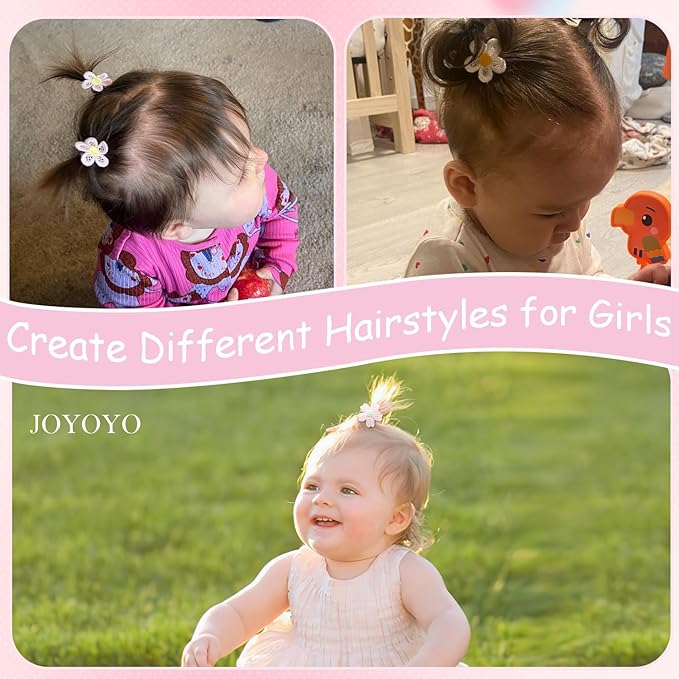 JOYOYO 30PCS 1.25 Inch Baby Girls Hair Ties with Flower,Soft Elastics Ponytail Holders Hair Accessories for Infants Toddlers Baby Girls