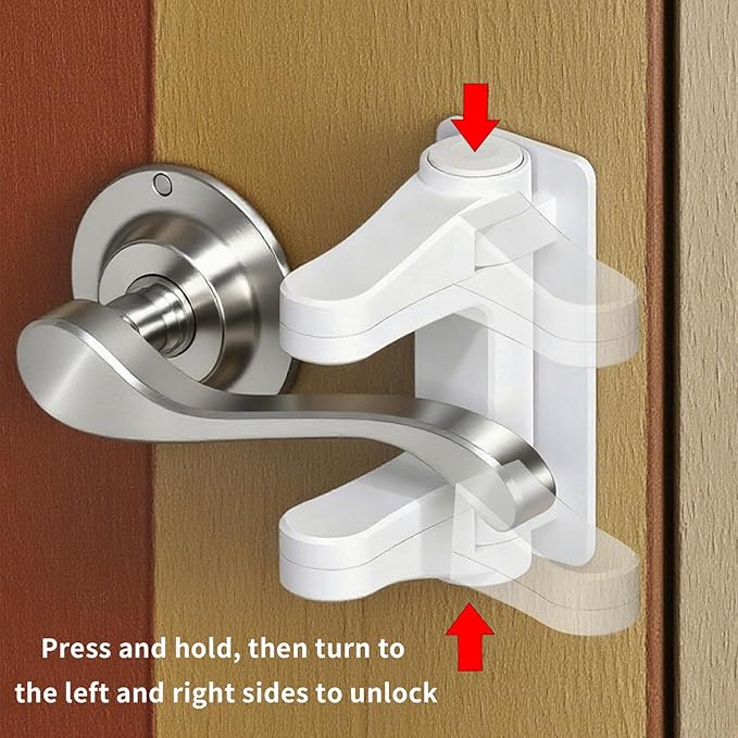Child Proof Door Lever Lock 2 Pack Baby Proof Door Knob Locks Easy to Install no Tools Need or Drill