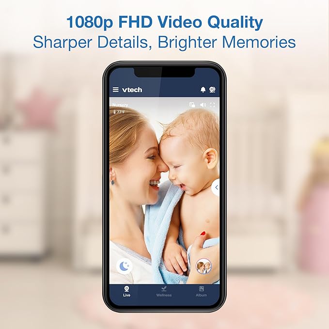 VTech Smart WiFi Baby Monitor with 2 Cameras, 1080p FHD Video, Free App with Motion Videos, Sound/Motion Alerts, 7" IPS Split‑Screen Display, Pan‑Tilt‑Zoom, Dual‑Room Monitoring – Smart HQ Max Twin