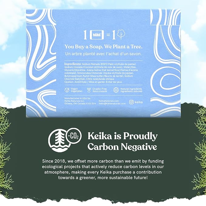 Keika Baby Soap Bar Oat & Shea Unscented for Eczema, Psoriasis, Face, Body, Infant Kids Teens Men Women with Sensitive Skin, 5 oz.