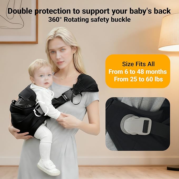 Baby Sling Carrier,Baby Carrier Newborn to Toddler,Adjustable Lightweight Toddler Carrier 25-60 lbs,Ideal for Home,Shopping,and Travel
