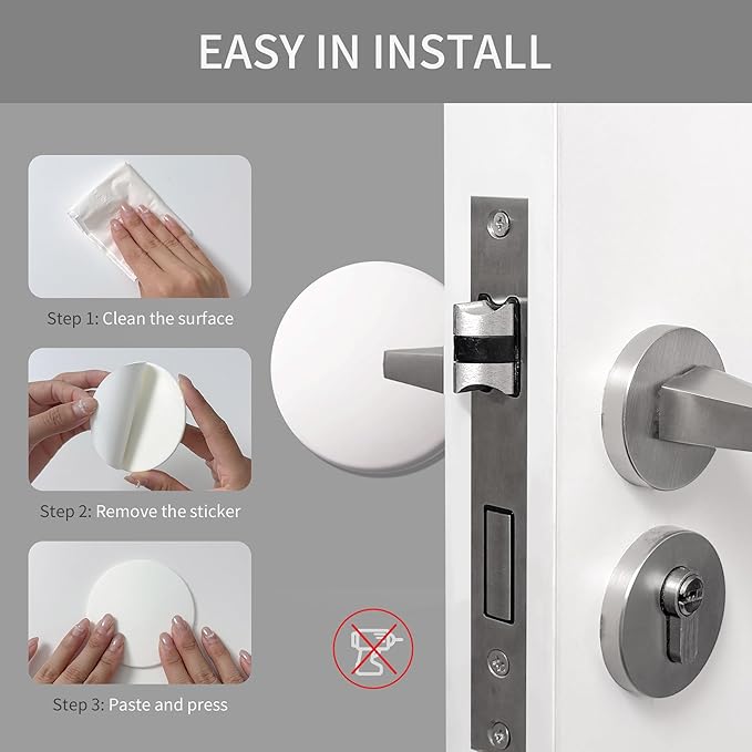 Door Stoppers - 3.14" White Door Stoppers for Wall (8 Pack), with Heavy-Duty Adhesive - Wall Protector & Shock-Absorbent Protectors from Door Knobs - Prevents Scratches on Walls & Doors