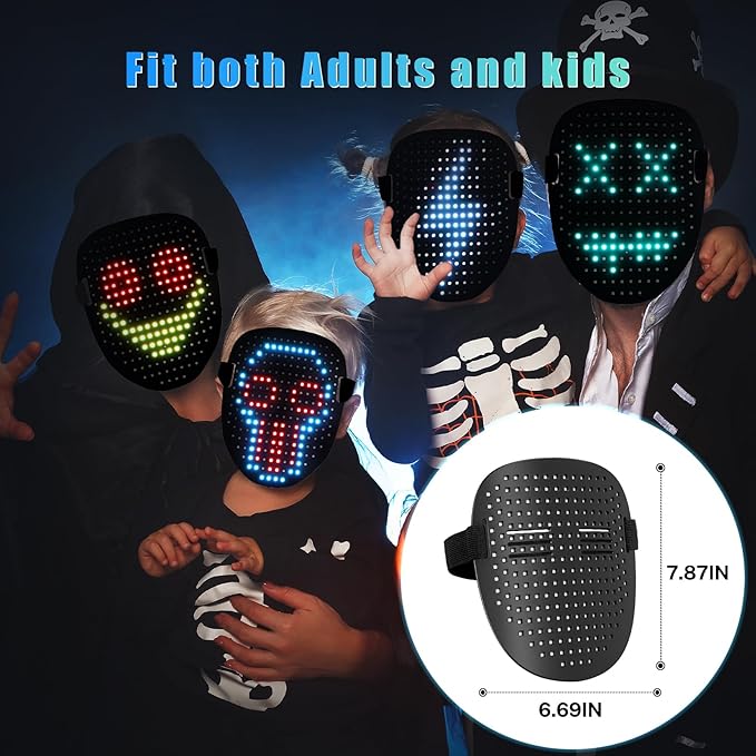 Mr.Pang LED Mask Light up Mask with Gesture Sensing, Cool Face Transforming Mask, Perfect Gifts for Halloween Christmas Birthday Cosplay Party
