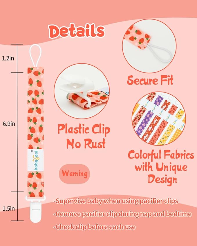 babygoal Pacifier Clips, 8 Pack Binky Paci Holder Clips Fits for Most Pacifiers and Binkies 8PS56-B