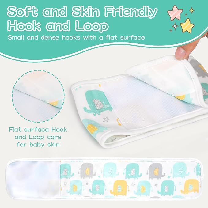 4Pcs Baby Infant Umbilical Cord Belly Band Cartoon Cotton Baby Belly Belt, Adjustable Newborn Belly Button Wrap, Baby Tummy Wrap for Protection, Baby Gifts for 0 To 12 Months(Group Elephants)
