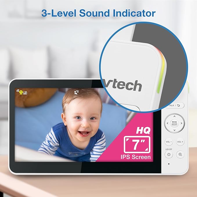 VTech Smart WiFi Baby Monitor with 2 Cameras, 1080p FHD Video, Free App with Motion Videos, Sound/Motion Alerts, 7" IPS Split‑Screen Display, Pan‑Tilt‑Zoom, Dual‑Room Monitoring – Smart HQ Max Twin