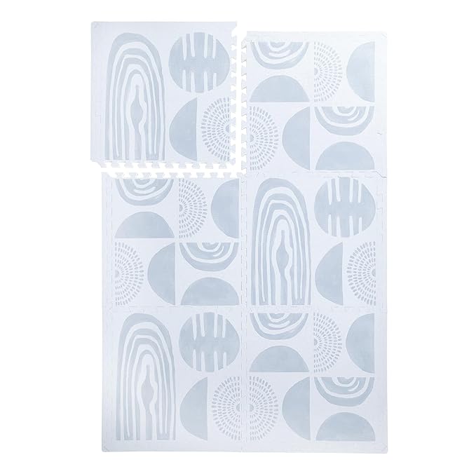 PopsyKosy Premium Baby Floor Play Mat - Thick & Cushioned 0.5 inch Playroom Foam Mat, Non-Toxic Odorless - 6 Tiles - Spacious 6x4 ft. - Stylish & Large, Waterproof for Kids & Toddlers - Foggy Gray