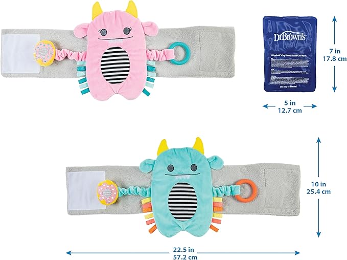 Dr. Brown's Gripebelt Heated Belly Band, Soothe Baby's Tummy with Gentle Warmth and Compression, Monster, 3m+, Pink
