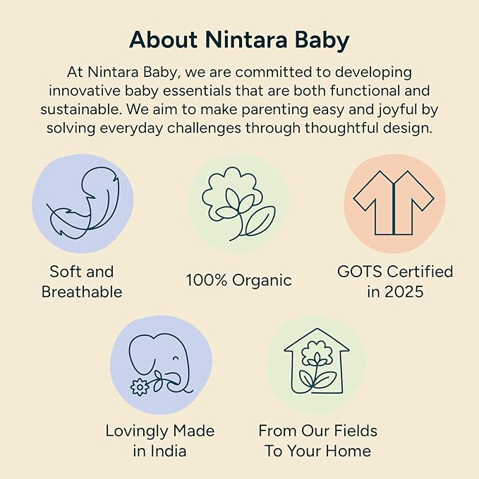 NINTARABABY Hands-Free Hooded Towel - 100% Organic Premium Muslin Cotton, 30" x 30", Ultra-Absorbent, Soft, Breathable, Hypoallergenic, Multipurpose, Gifts for Babies & Infants, Pack of 2