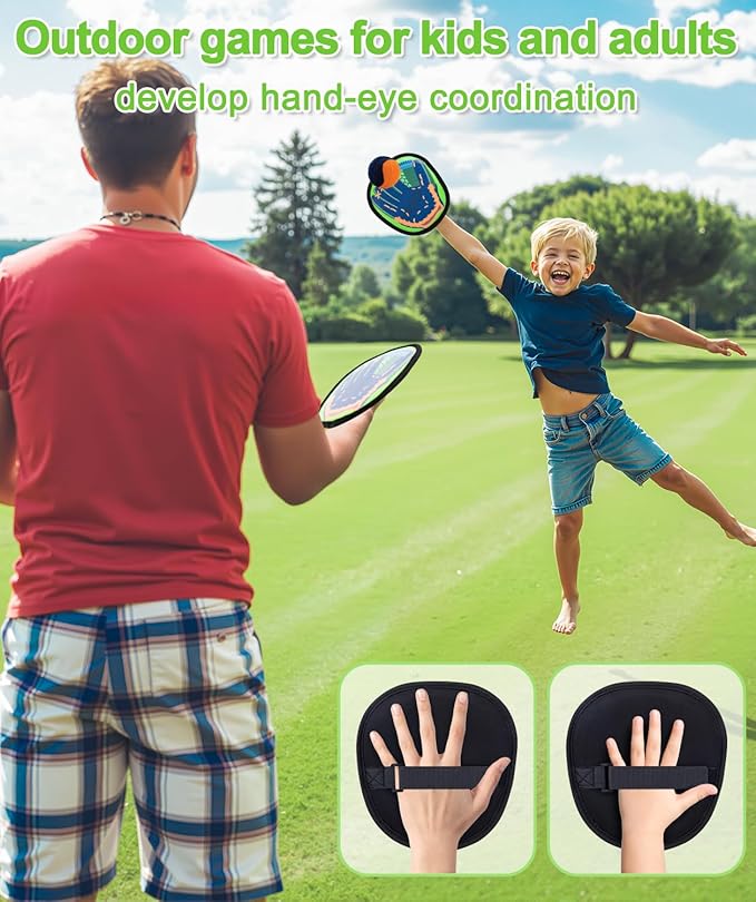Toss and Catch Ball Game Set Birthday Gifts for 3 4 5 6 7 8 Years Old Boys Girls, Yard Camping Outdoor Games for Adults and Family, Paddle Ball Baseball Pool Beach Toys for Kids Ages 4-8 8-12