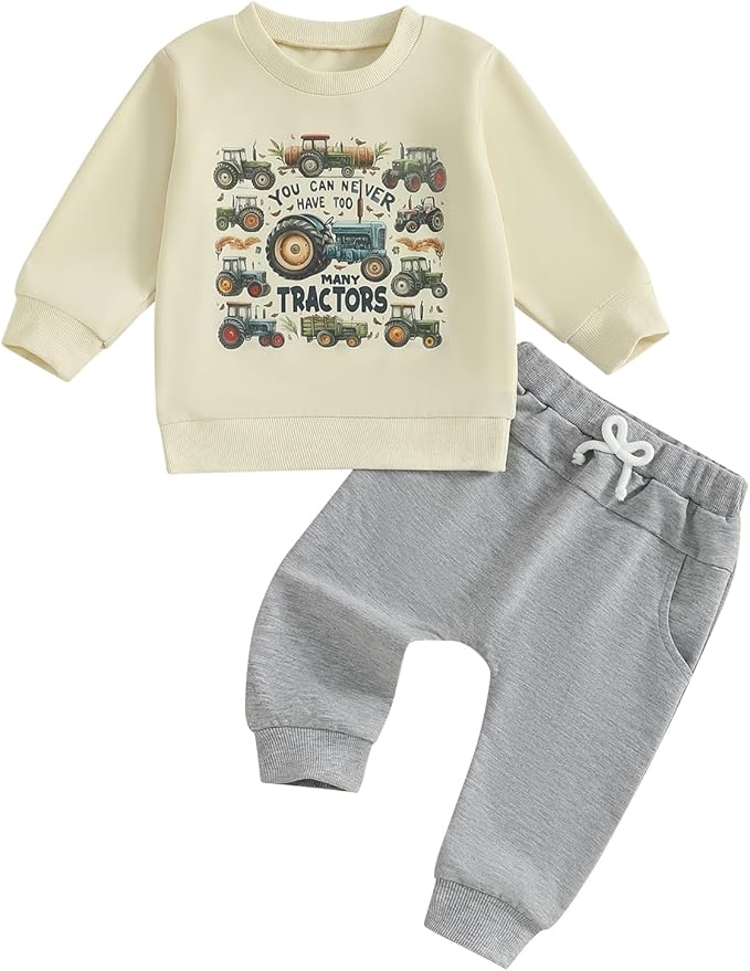 WZTYYDS Toddler Baby Boy Fall Clothes Letter Truck Long Sleeve Pullover Sweatshirt Tops Joggers Pants Set Winter Outfits
