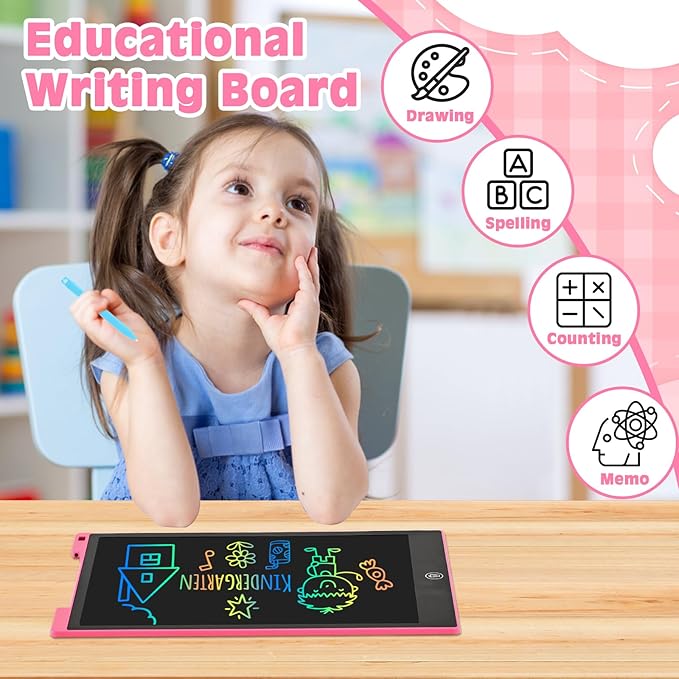cimetech LCD Writing Tablet, Toddler Girl Toys for 1-3 Year Old, 12 Inch Drawing Pad for Kids Doodle Board, Learning and Educational Kids Toys for 4 5 6 7 8 Year Old Boys Birthday Gift, Pink