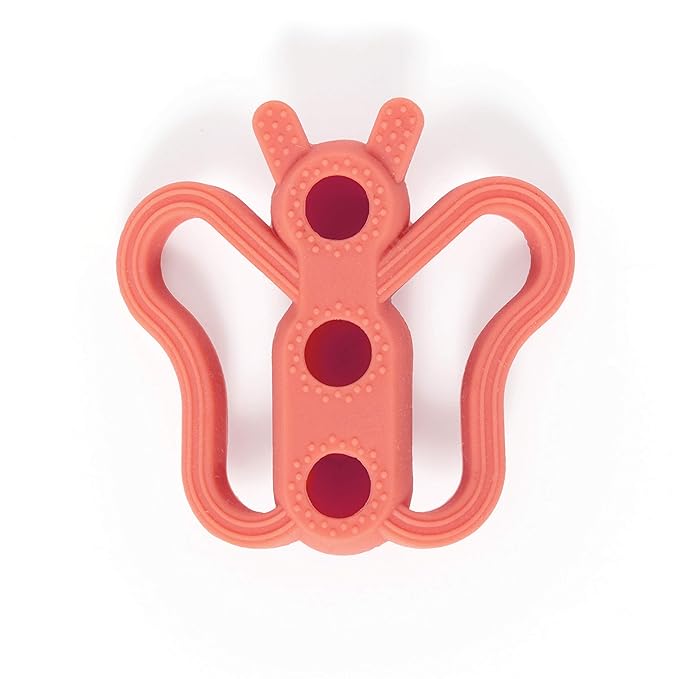 Doddle & Co. The Chew Butterfly Teether with Poppable Bubbles | Toddler Teething Fidget Toy for Baby | Enhaces Oral Fit & Easy to Hold & Grab | Helps in Development for New Born Babies | Pack of 1