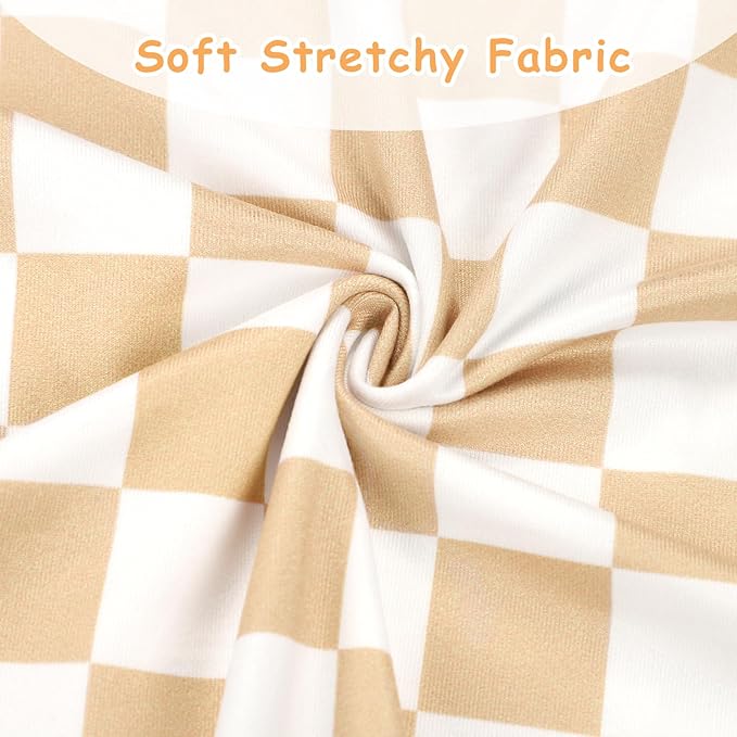 TANOFAR Car Seat Cover for Baby, Multi-Use Cover Carseat Canopy, High Stretchy & Breathable Infant Carseat Cover, Shower Gifts for Unisex Boys and Girls (Light Brown Checkerboard)