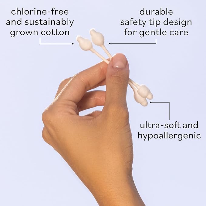 Sky Organics - Organic Baby Cotton Swabs, 60 ct. - Ultra Soft Baby Safe Tips - Strong & Durable - Hypoallergenic - Chlorine Free - Natural, Vegan & Cruelty Free - Skin Care & Baby Care