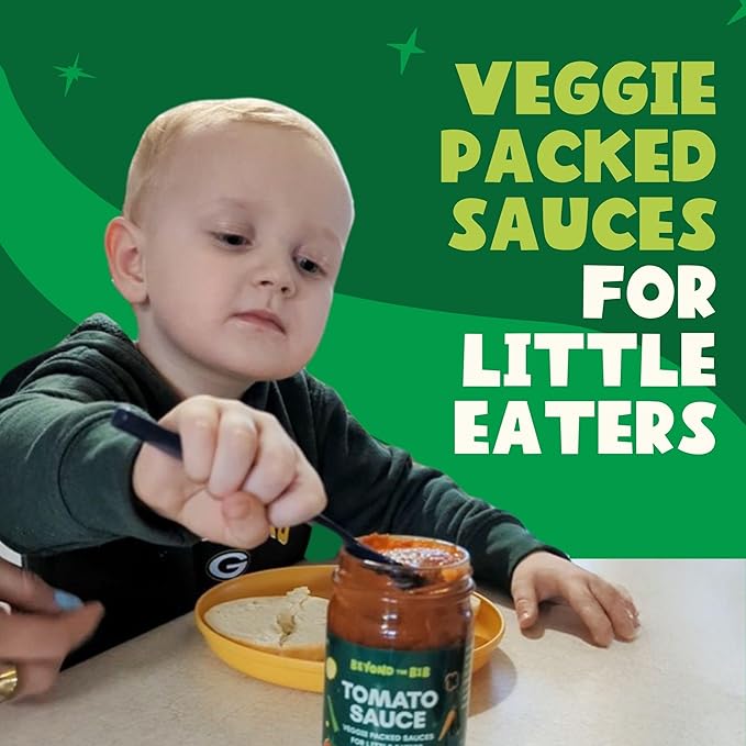 Beyond the Bib - Toddler and Kids Healthy Meal Sauces and Dips - Made with Vegetables, No Added Sugar, No Salt, No Artificial Ingredients - Ready to Eat - For 24+ Months (Tomato Sauce - 3 Pack)