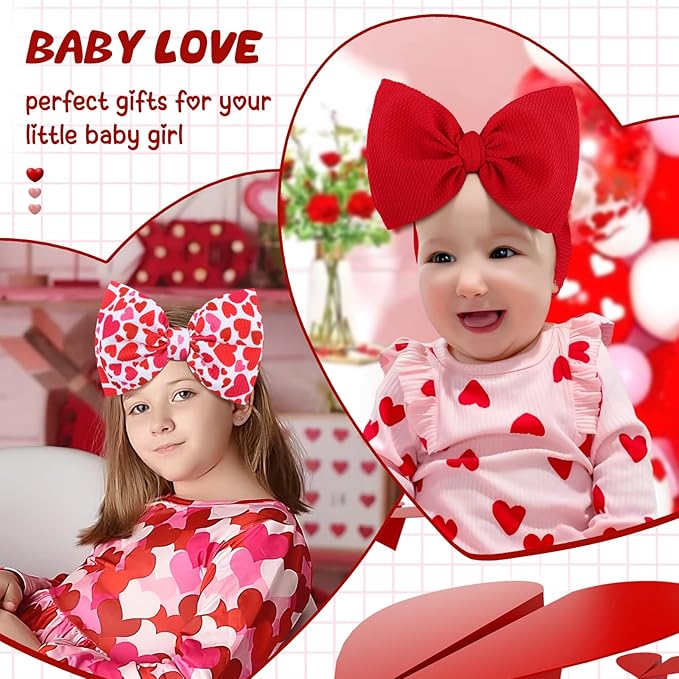 YanJie Baby Girls Big Bows Headbands 2 Pack (Red) 4-18 Months