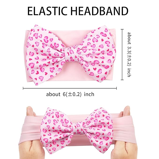 Baby Bow Headbands 3 Pcs Baby Girl Headbands with Bows Soft Nylon Heart Daisy Headband Bows for Baby Girls, Newborns, Infants