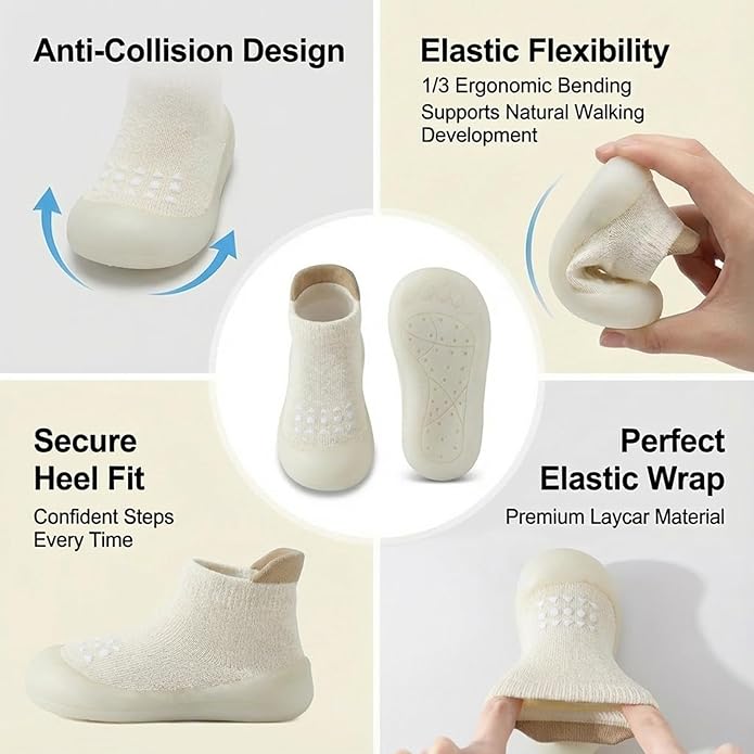 Baby Sock Shoes Toddler Walking Shoes Infant Non-Slip Slippers with Soft Rubber Sole Baby Boys Girls Sneakers