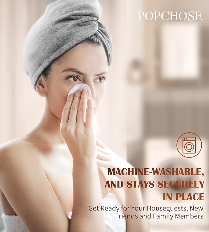 POPCHOSE Microfiber Hair Towel Wrap, 3 Pack Fast Drying Hair Turban, Stocking Stuffers for Women, Soft Ultra Absorbent, No Frizz Hair Wrap Towels for Women Wet Hair, Curly, Longer, Thicker Hair