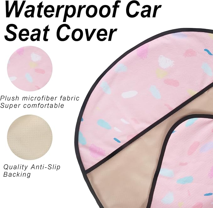Sweat Towel Car Seat Cover Protector Front Seats for Gym Workout, Running, Swimming, Beach and Hiking, Waterproof Universal Seat Cover for Car, Truck, Van & SUV (Pink Drops, 2pcs Front Seat)