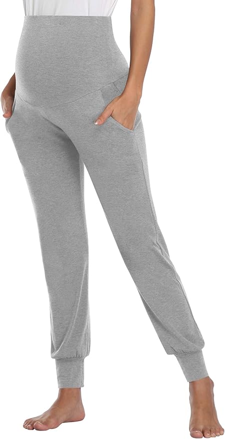 AMPOSH Women's Maternity Pants Stretchy Lounge Workout Sweatpants Casual Loose Comfy Pregnancy Joggers with Pockets