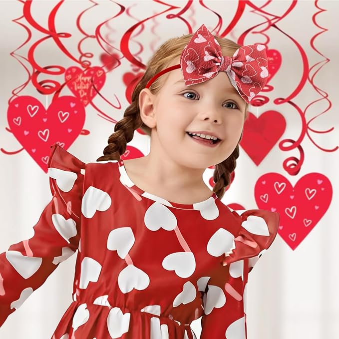 YanJie Nylon Valentines Bows for Baby Girls Red Heart Bow Headband Newborn Toddler Infant Hot Pink Hair Bow Valentines Day Headband Hair Accessories