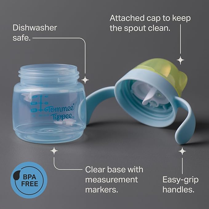 Tommee Tippee Transition Baby Sippy Cup With Spout, Ages 4 Months and Up, 5 oz, Leak-Proof Silicone Spout, Easy Grip Handles, Pink, Pack of 2