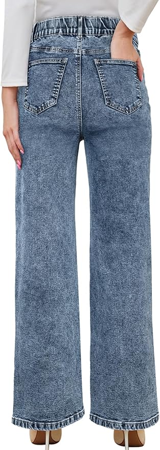 BLENCOT Maternity Jeans for Women High Waist Straight Leg Pregnancy Denim Pants with Pockets