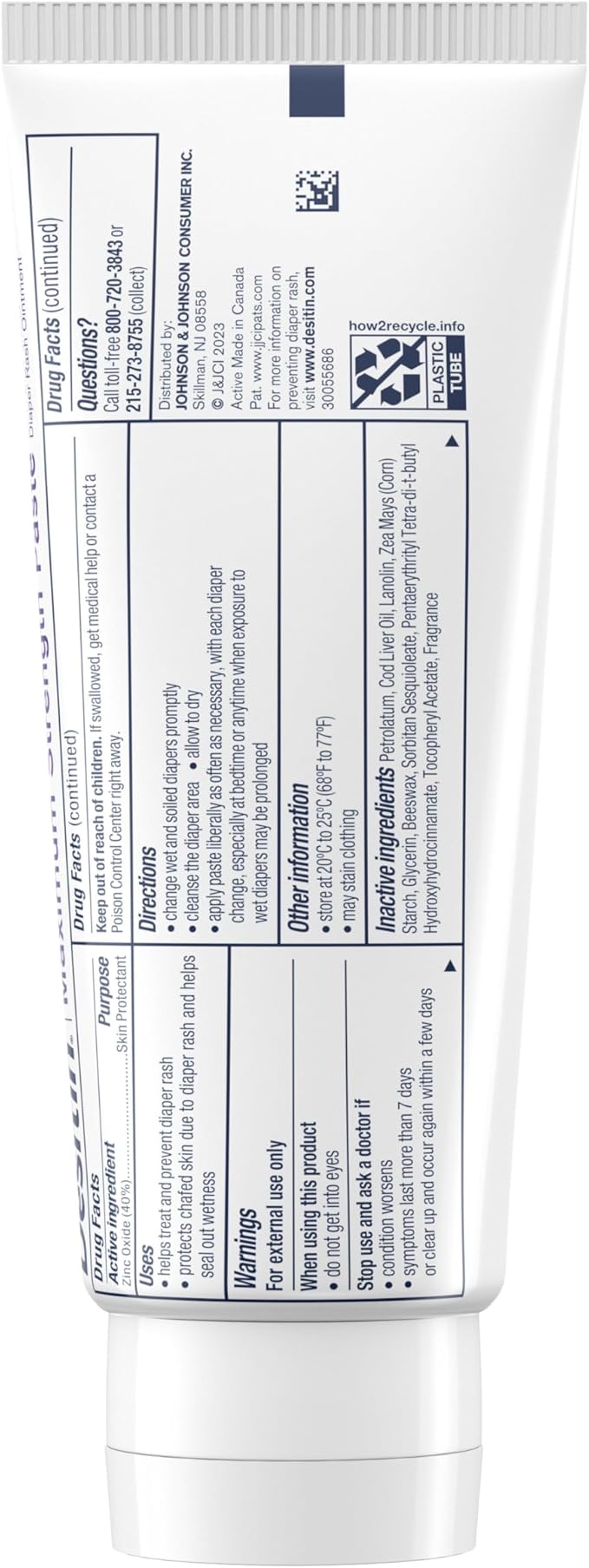 Desitin Maximum Strength Baby Diaper Rash Cream, 40% Zinc Oxide, Hypoallergenic No Added Parabens & Dyes, Protects & Relieves Baby’s Skin for Up to 12 Hours, Prevents Diaper Rash, 4.8 oz Tube