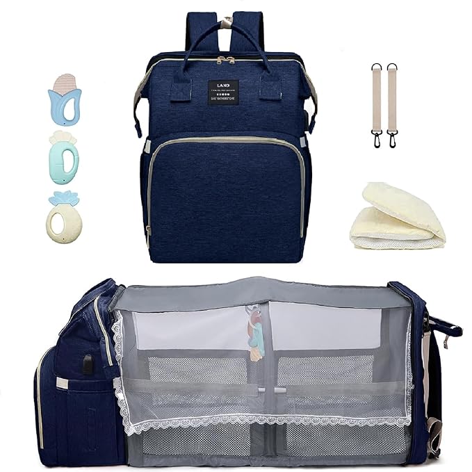 Baby Diaper Bags with Changing Station,900D Oxford Waterproof Diaper Bag Backpack for Moms Dads with USB Charging Port,Large Capacity Baby Essentials(Ungrade Blue)