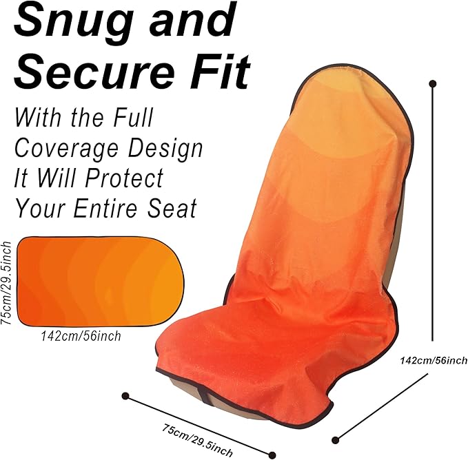 Car Seat Cover Protector Front Seats,for Gym Workout,Running,Swimming,Beach and Hiking,Waterproof Sweat Towel Bucket Seat Covers for Cars SUV Trucks (Orange, 2Pcs)