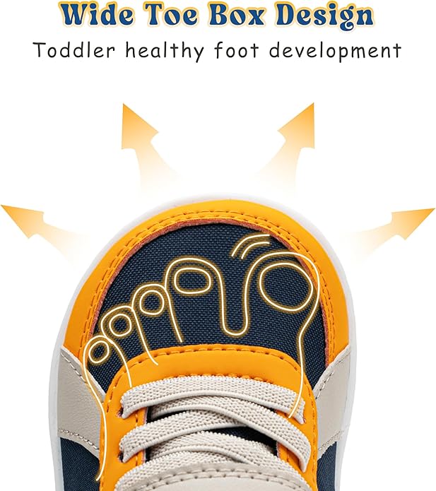 SKYWHEEL Toddler Wide Toe Box Barefoot Shoes Boys Sneakers Kids Tennis Shoes Comfort Lightweight Zero Drop Walking Shoe for Indoor/Outdoor Play