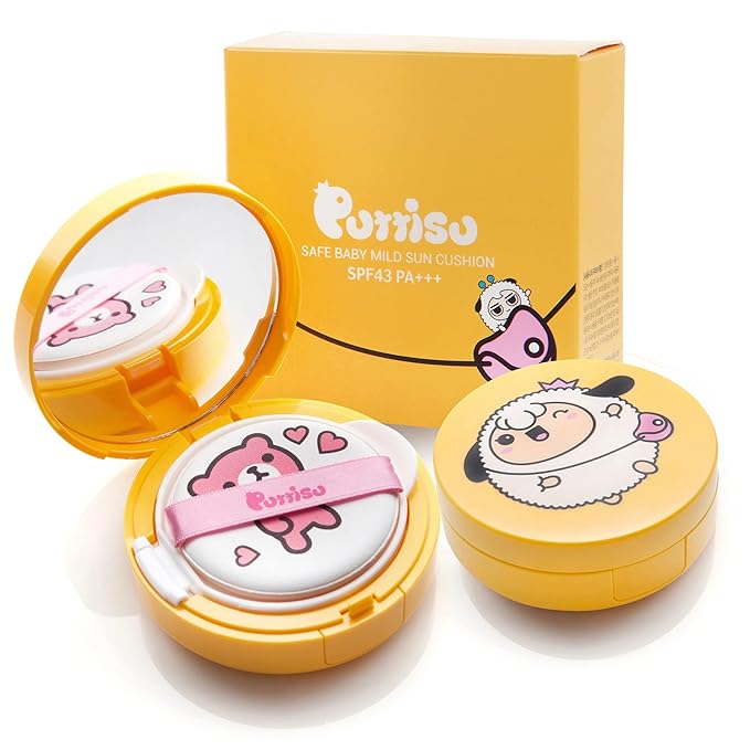 Puttisu Kids Sun Cushion SPF50 PA+++ UVB& UVA Protection Physical Sunscreen 15g (1 Pack)