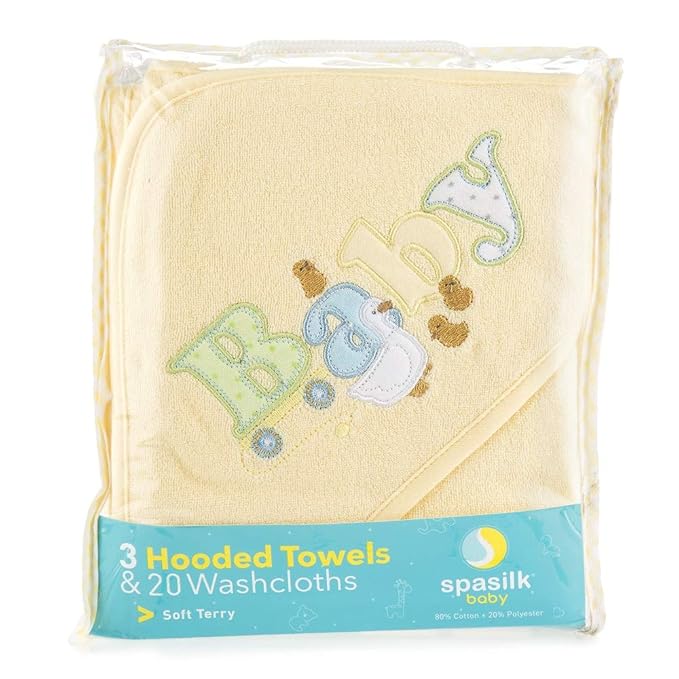 Spasilk 23-Piece Essential Baby Bath Gift Set, Yellow