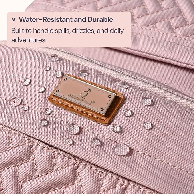 BabbleRoo Diaper Bag Backpack - Travel Large Baby Diaper Bag with Changing pad, Waterproof Baby Bags for Mom & Dad, Unisex Bags with Pacifier Case, Luggage Strap & Stroller Clips– Pink
