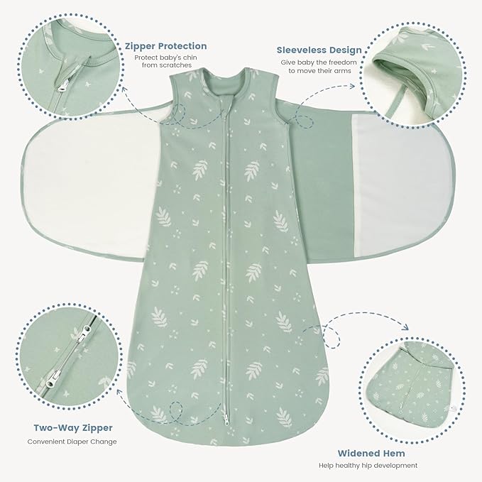 ZIGJOY Baby Swaddle Sleep Sack, 1.0 TOG Sleep Sack Swaddles for Newborns & infant 0-6 Months 100% Cotton Baby Wearable Blanket for Newborn Registry Essentials