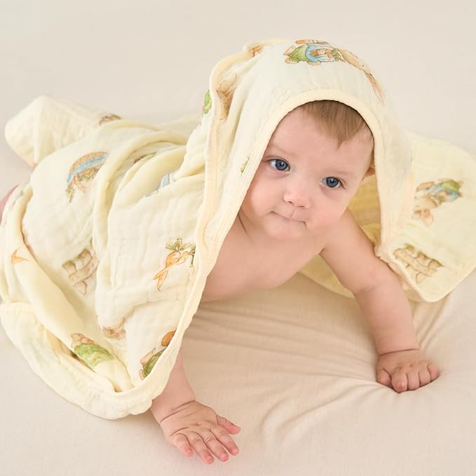 Ultra-Soft Muslin Baby Towel - 32 x 32 Inches, Ideal for Bath & Beach, Suitable for Both Boys & Girls from Newborns to Toddlers