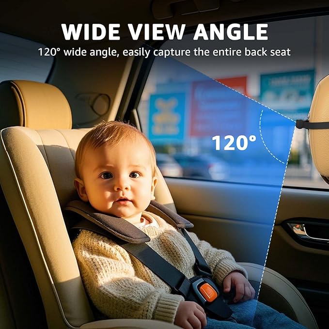 Baby Car Camera, HD Display Baby Car Mirror with Night Vision Feature, 4.3 inch Baby Car Camera with Monitor Wide Clear View, Backseat Camera Rear Facing to Observe Baby’s Every Move