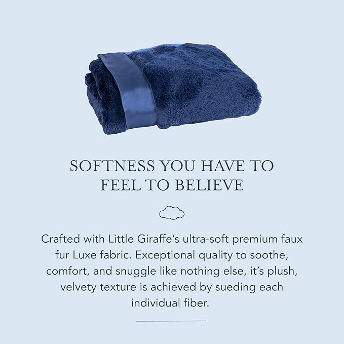 Little Giraffe Luxe Baby Blanket – 29x35” Satin Trim, Midnight | Ultra-Soft, Hypoallergenic Stroller & Nursery Blanket | Perfect for Newborns & Toddlers