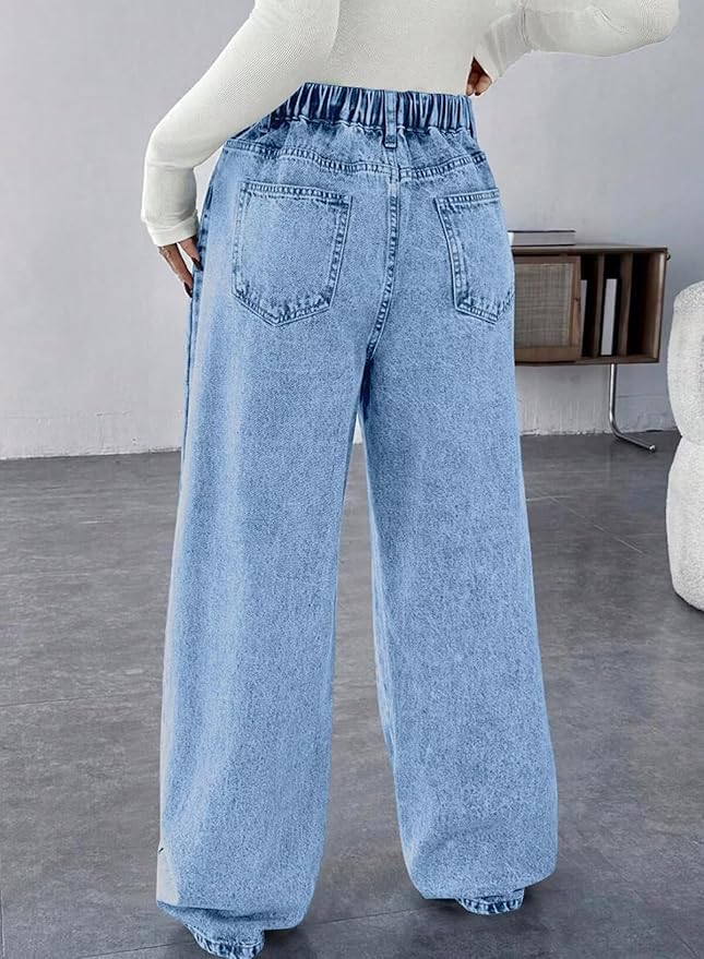 BLENCOT Maternity Jeans for Women High Waist Straight Leg Pregnancy Denim Pants with Pockets