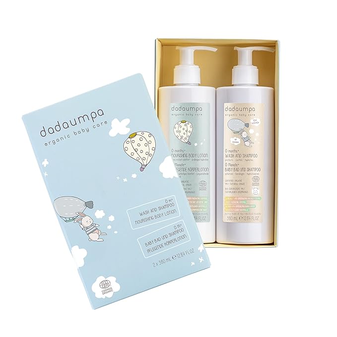 Organic Baby Bath & Care Kit 0 Months+ - Great Baby Gift Idea - Made in Italy with 100% Recycled Packaging (Contains Wash and Shampoo, Nourishing Body Lotion)