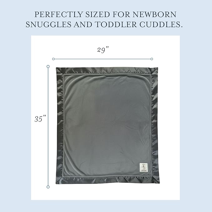Little Giraffe Baby Blanket - Luxe Soft Blanket with Satin Trim - Baby Stroller Blanket - Newborn Baby Essentials & Baby Gifts - 29x35" - Charcoal