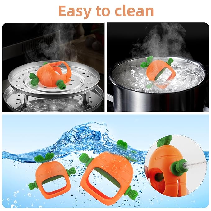 Chuya Silicone Baby Teething Toys Teether for Babies 0-24 Months Carrot Hand Teethers Teething Relief Sore Gums Baby Toys for Infants Easter Gift