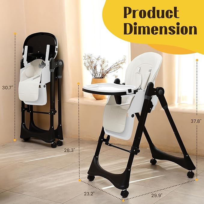 6-in-1 Convertible High Chair with Rocker | Baby High Chair for Newborn to Toddler (0-3 Years) | Adjustable, Foldable & Easy-Clean with Dishwasher Safe Tray & Tool-Free Assembly, Black White