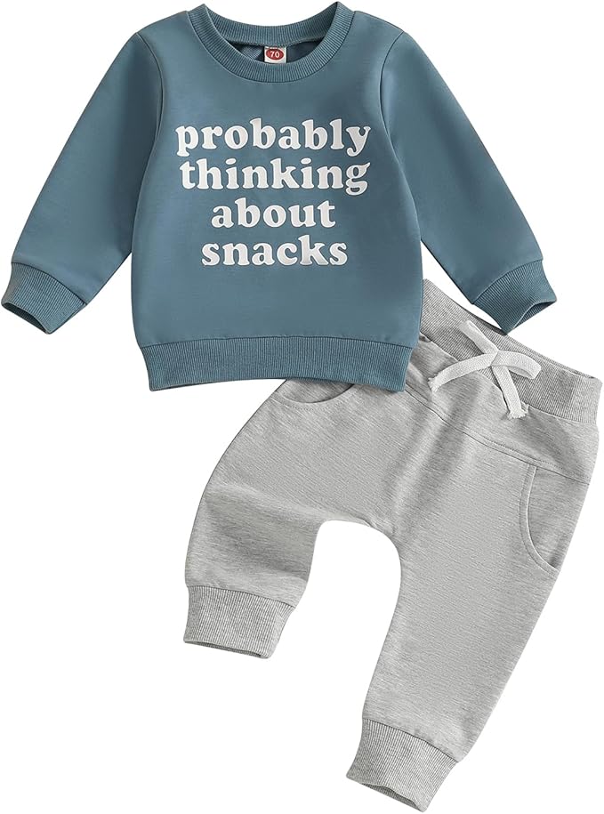Infant Baby Boy Fall Clothes Set Funny Letter Sweatshirt Pant Outfit Toddler Winter Clothes 6 12 18 Months 2T 3T