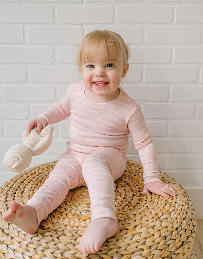 moimoln Stripe Pajamas Set 12M-8Y Ribbed Unisex Baby & Toddler, Soft Viscose, Snug-Fit, Everyday Sleepwear