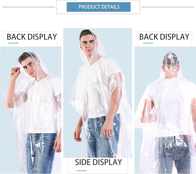 Disposable Rain Ponchos for Kids 6 Pack/Adults 10 and 6 Pack/Ponchos Family 6 Pack Extra Thicker Emergency Ponchos
